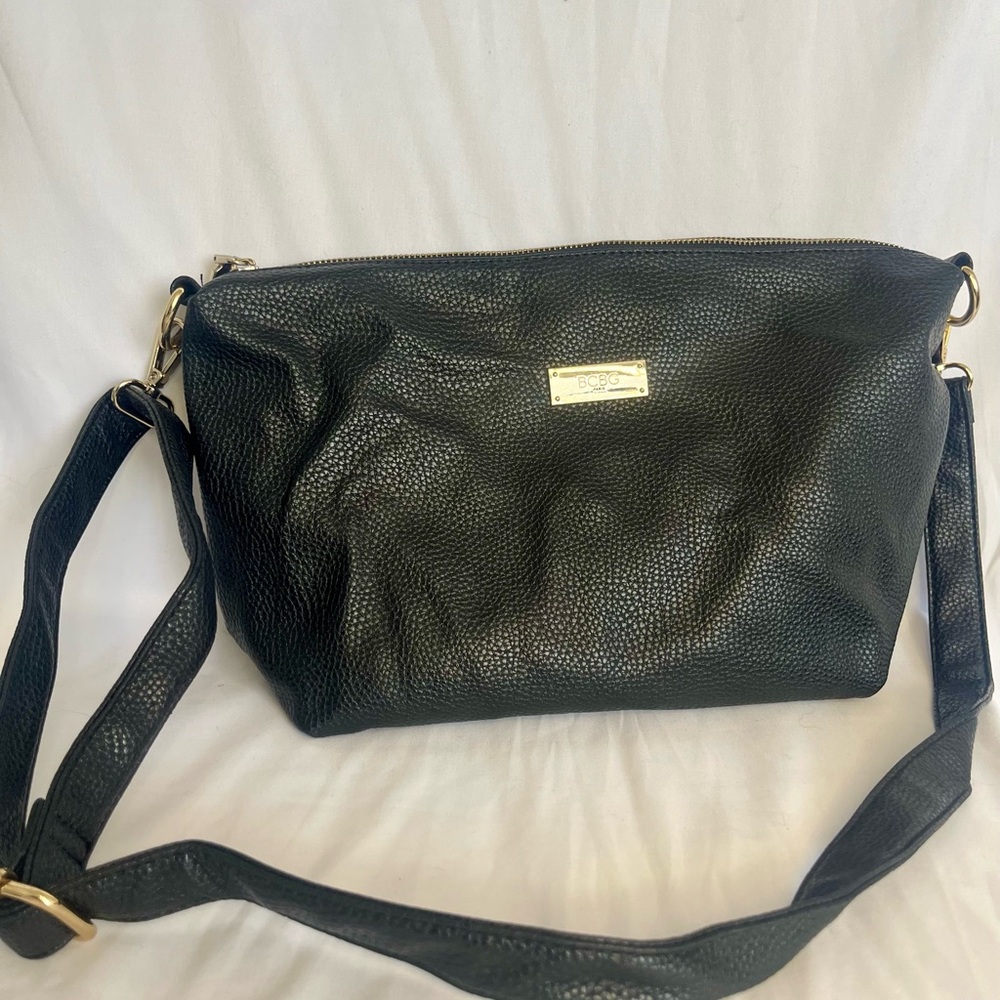 Elegant Black BCBG faux Leather Shoulder Bag